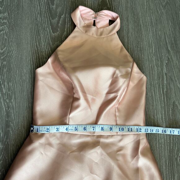 Alfred Sung Dress Size 2 Satin Twill Halter Toasted Sugar Maxi Gown D772 - Picture 11 of 16